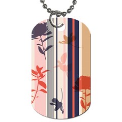 Stripies Orange Floral Pattern Dog Tag (one Side) by designsbymallika