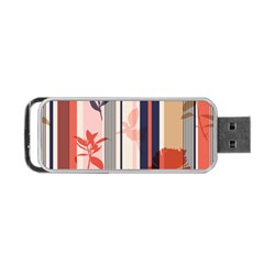 Stripies Orange Floral Pattern Portable Usb Flash (one Side) by designsbymallika