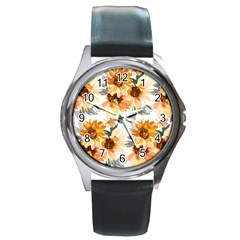 Sunflowers Round Metal Watch