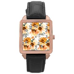 Sunflowers Rose Gold Leather Watch  by Angelandspot