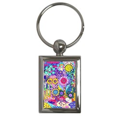 Double Sunflower Abstract Key Chain (rectangle) by okhismakingart