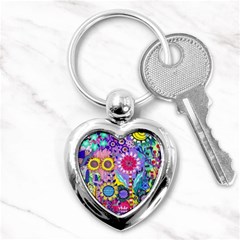 Double Sunflower Abstract Key Chain (heart) by okhismakingart