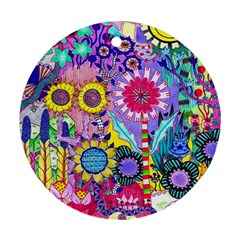 Double Sunflower Abstract Round Ornament (two Sides) by okhismakingart