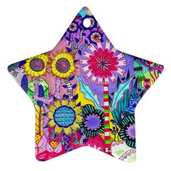 Double Sunflower Abstract Star Ornament (two Sides) by okhismakingart