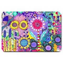 Double Sunflower Abstract Large Doormat  by okhismakingart