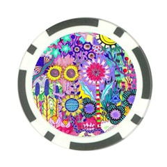 Double Sunflower Abstract Poker Chip Card Guard by okhismakingart