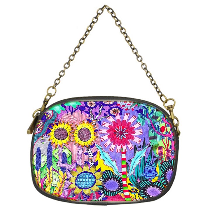 Double Sunflower Abstract Chain Purse (One Side)