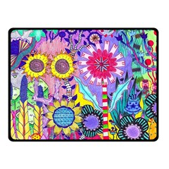 Double Sunflower Abstract Fleece Blanket (small) by okhismakingart