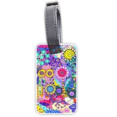 Double Sunflower Abstract Luggage Tag (one Side) by okhismakingart