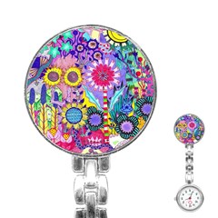 Double Sunflower Abstract Stainless Steel Nurses Watch by okhismakingart