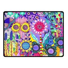 Double Sunflower Abstract Double Sided Fleece Blanket (small)  by okhismakingart