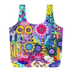 Double Sunflower Abstract Full Print Recycle Bag (l) by okhismakingart