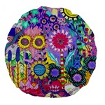 Double Sunflower Abstract Large 18  Premium Flano Round Cushions Front