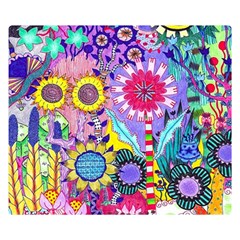 Double Sunflower Abstract Double Sided Flano Blanket (small)  by okhismakingart