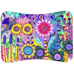 Double Sunflower Abstract Velour Seat Head Rest Cushion by okhismakingart