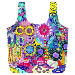 Double Sunflower Abstract Full Print Recycle Bag (xxxl) by okhismakingart