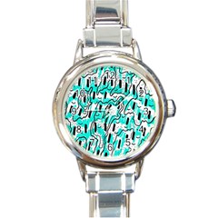 Doodle Art Minimal Drawing Pen Round Italian Charm Watch by HermanTelo