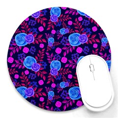 Backgroung Rose Purple Wallpaper Round Mousepads by HermanTelo