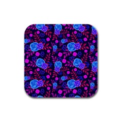 Backgroung Rose Purple Wallpaper Rubber Square Coaster (4 Pack)  by HermanTelo