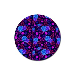 Backgroung Rose Purple Wallpaper Rubber Round Coaster (4 Pack)  by HermanTelo