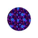 Backgroung Rose Purple Wallpaper Rubber Round Coaster (4 pack)  Front