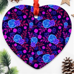 Backgroung Rose Purple Wallpaper Heart Ornament (two Sides) by HermanTelo