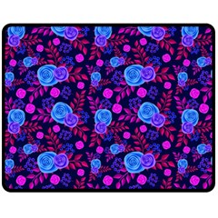 Backgroung Rose Purple Wallpaper Double Sided Fleece Blanket (medium)  by HermanTelo