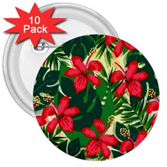 Floral Pink Flowers 3  Buttons (10 Pack)  by Mariart