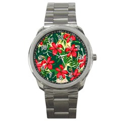 Floral Pink Flowers Sport Metal Watch