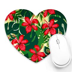 Floral Pink Flowers Heart Mousepads by Mariart