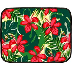 Floral Pink Flowers Double Sided Fleece Blanket (mini)  by Mariart