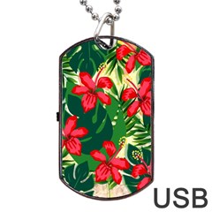 Floral Pink Flowers Dog Tag Usb Flash (two Sides) by Mariart