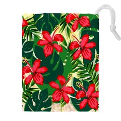 Floral Pink Flowers Drawstring Pouch (4xl) by Mariart