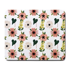 Flower White Pattern Floral Large Mousepads