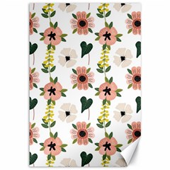 Flower White Pattern Floral Canvas 12  x 18 