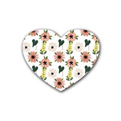 Flower White Pattern Floral Heart Coaster (4 pack) 