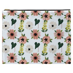 Flower White Pattern Floral Cosmetic Bag (XXXL)