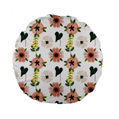 Flower White Pattern Floral Standard 15  Premium Round Cushions