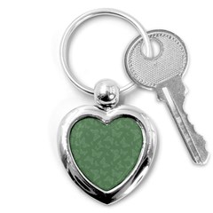 Asparagus Green Butterfly Print Key Chain (heart) by SpinnyChairDesigns