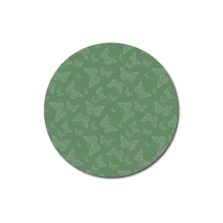 Asparagus Green Butterfly Print Magnet 3  (Round)