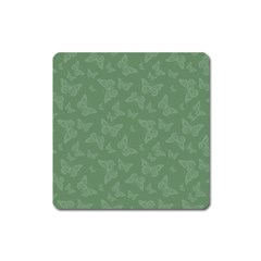 Asparagus Green Butterfly Print Square Magnet by SpinnyChairDesigns