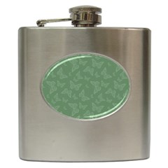 Asparagus Green Butterfly Print Hip Flask (6 Oz) by SpinnyChairDesigns