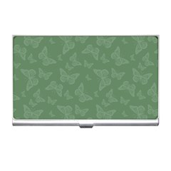 Asparagus Green Butterfly Print Business Card Holder by SpinnyChairDesigns