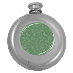 Asparagus Green Butterfly Print Round Hip Flask (5 Oz) by SpinnyChairDesigns