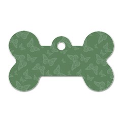 Asparagus Green Butterfly Print Dog Tag Bone (two Sides) by SpinnyChairDesigns