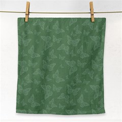 Asparagus Green Butterfly Print Face Towel by SpinnyChairDesigns