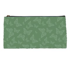 Asparagus Green Butterfly Print Pencil Case by SpinnyChairDesigns