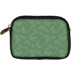 Asparagus Green Butterfly Print Digital Camera Leather Case by SpinnyChairDesigns