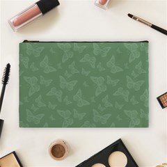 Asparagus Green Butterfly Print Cosmetic Bag (large) by SpinnyChairDesigns