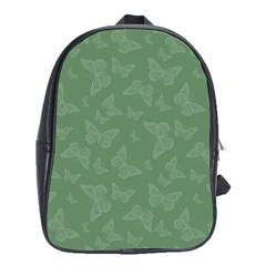 Asparagus Green Butterfly Print School Bag (xl) by SpinnyChairDesigns